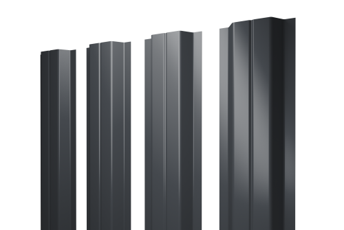 Штакетник П-образный А с прямым резом 0,5 Satin RAL 7024 мокрый асфальт